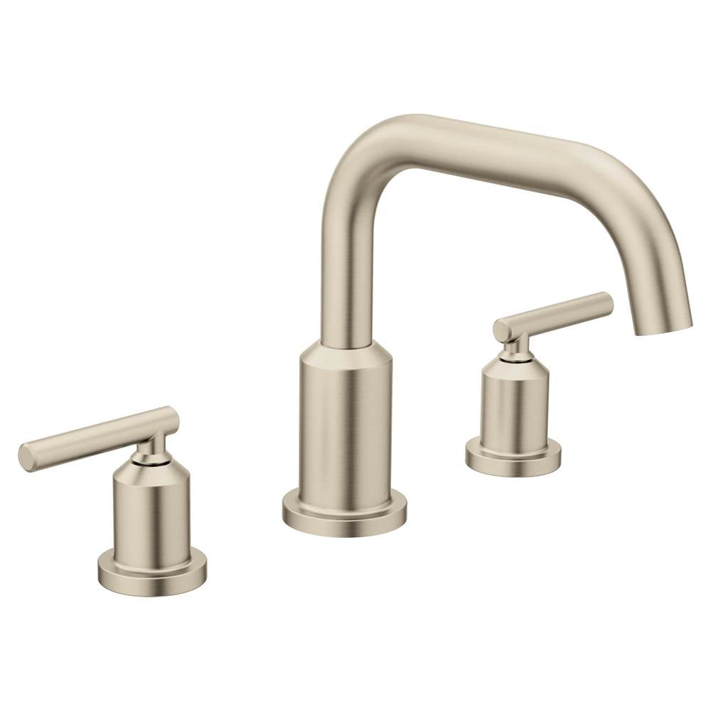 Moen - Gibson Two-Handle Deck Mounted Modern Roman Tub Faucet, Valve Required, Brushed Nickel - Brushed Nickel