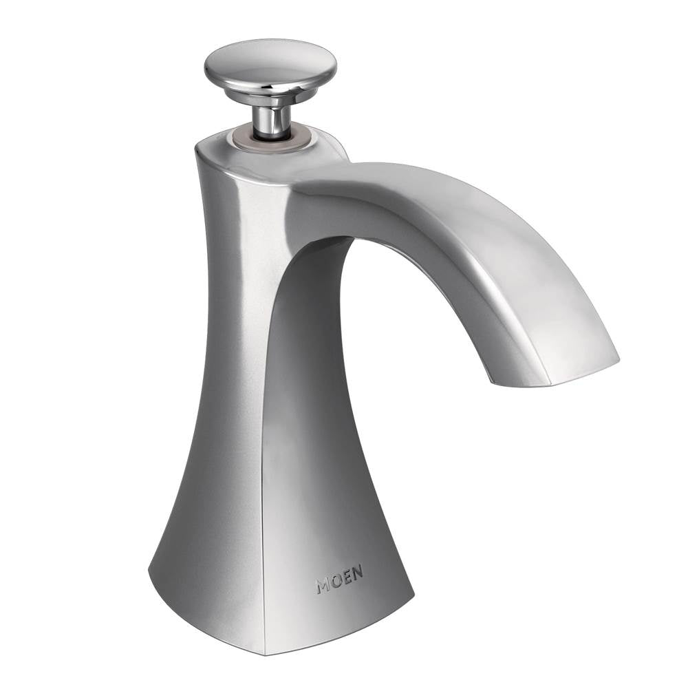 Moen - Transitional Deck Mounted Kitchen Soap Dispenser with Above the Sink Refillable Bottle, Chrome - Chrome