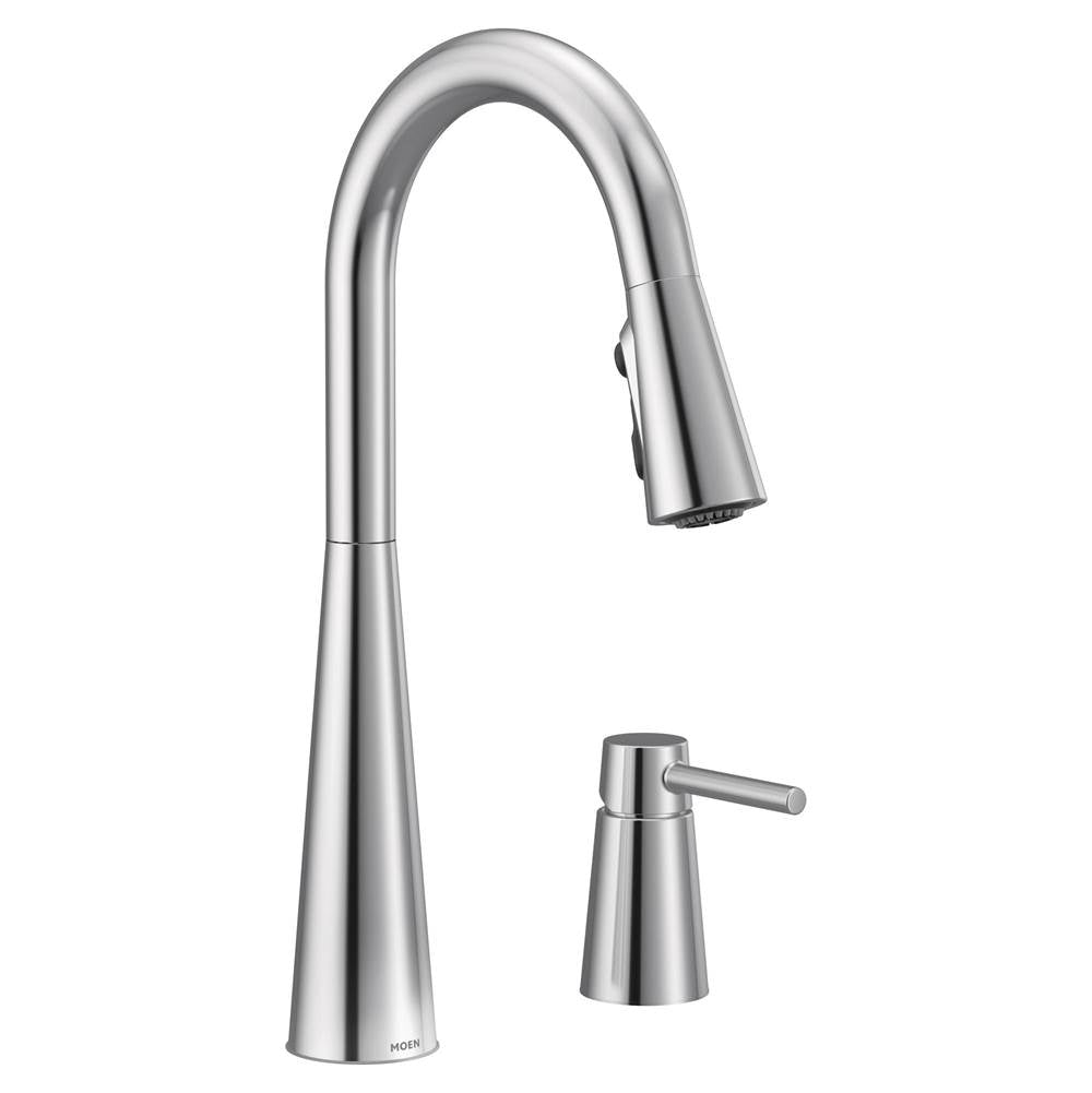 Moen - Sleek Single-Handle Standard Kitchen Faucet with Side Sprayer in Chrome - Chrome