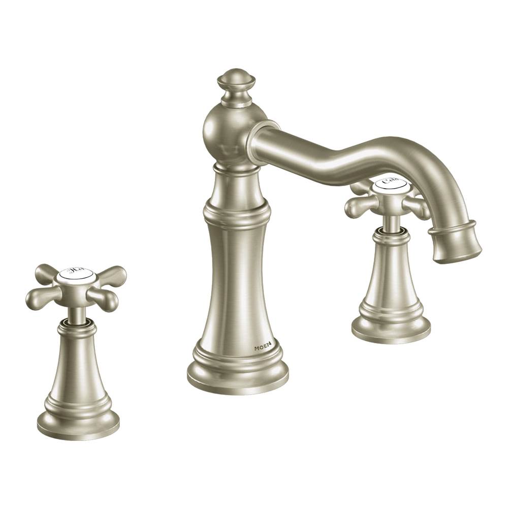 Moen - Weymouth 2-Handle Deck-Mount High-Arc Roman Tub Faucet Trim Kit in Brushed Nickel (Valve Sold Separately) - Brushed Nickel