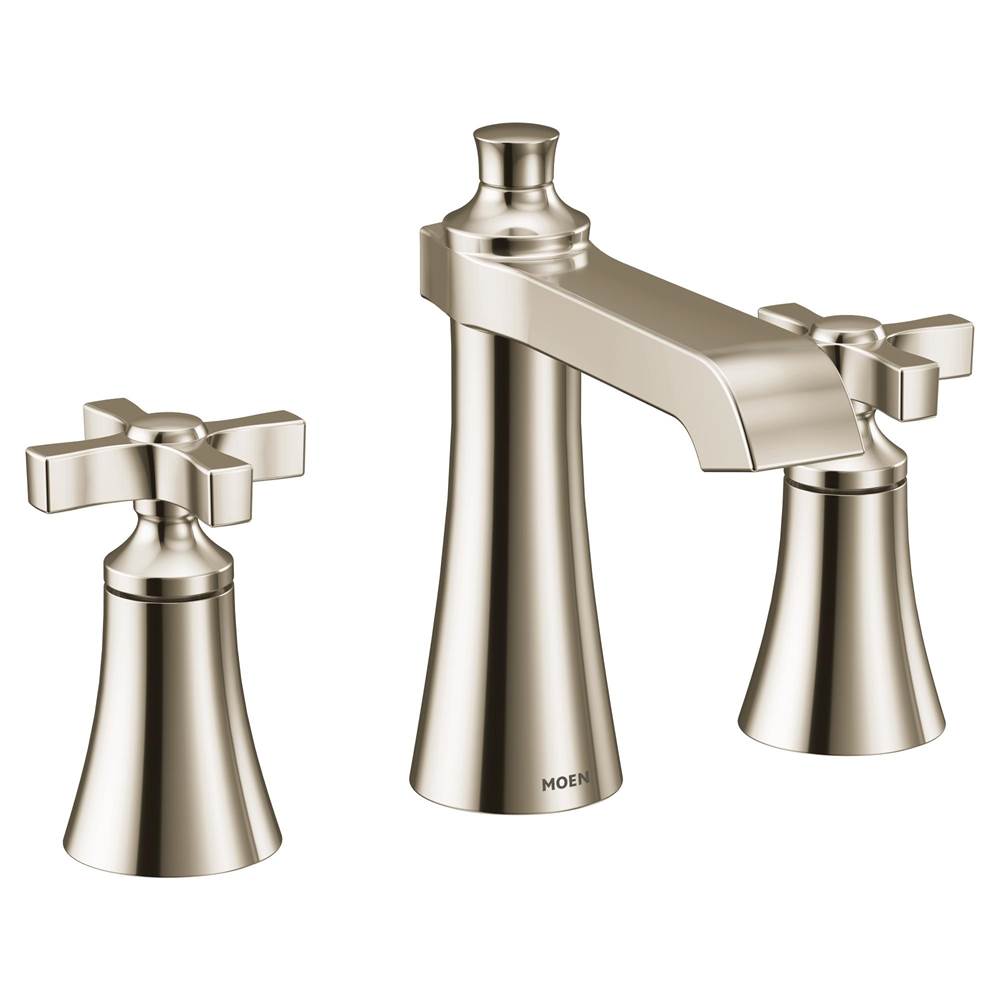 Moen - Flara 8 in. Widespread 2-Handle High-Arc Bathroom Faucet Trim Kit in Polished Nickel (Valve Sold Separately) - Polished Nickel