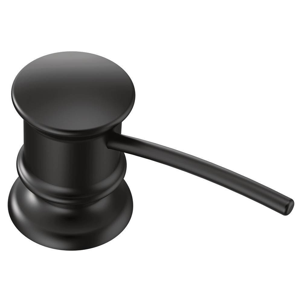 Moen - Deck Mounted Kitchen Soap Dispenser with Above the Sink Refillable Bottle, Matte Black - Matte Black