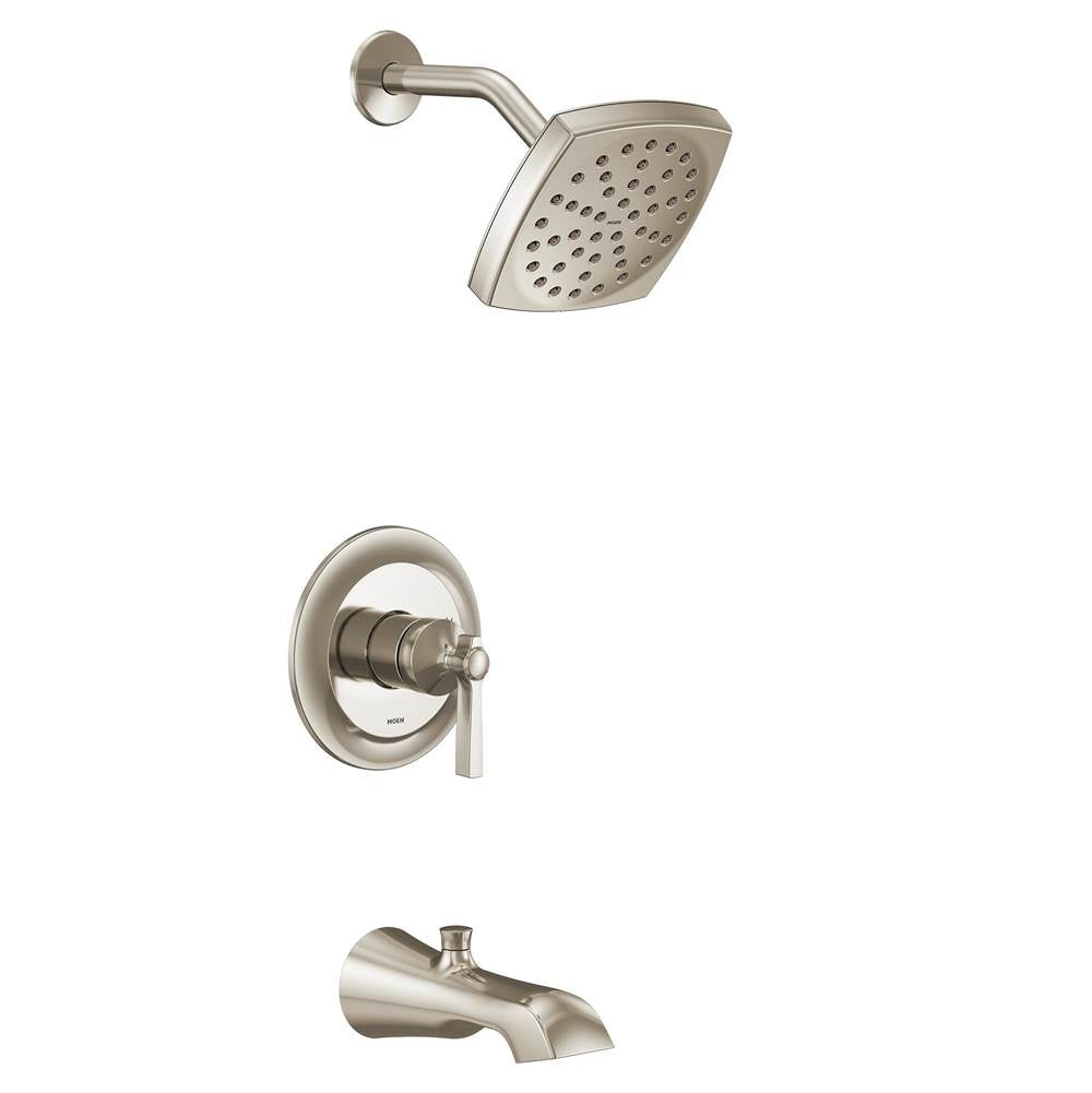 Moen - Flara M-CORE 2-Series Eco Performance 1-Handle Tub and Shower Trim Kit in Polished Nickel (Valve Sold Separately) - Polished Nickel