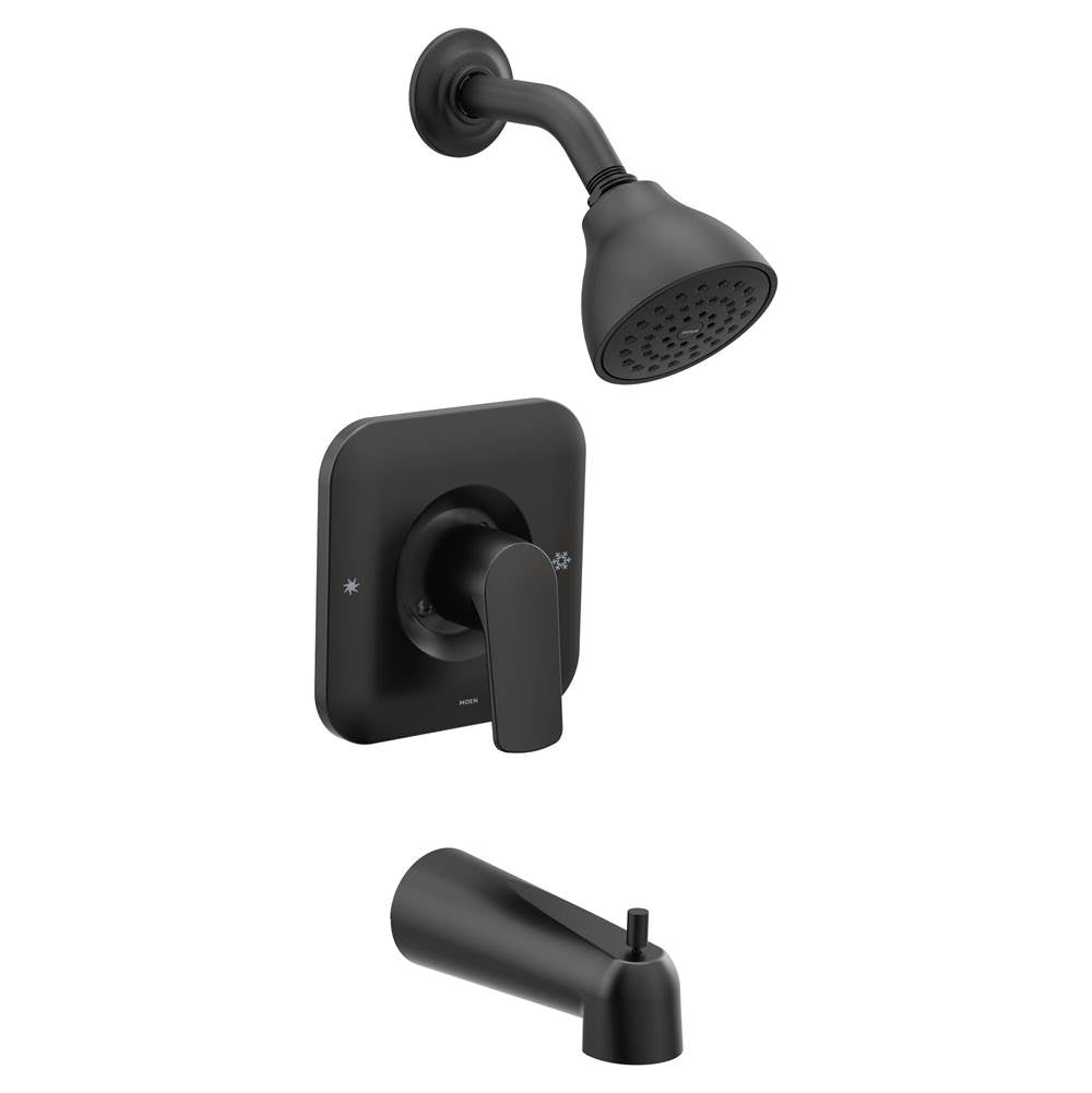 Moen - Rizon Single-Handle 1-Spray Posi-Temp Tub and Shower Faucet Trim Kit in Matte Black (Valve Sold Separately) - Matte Black