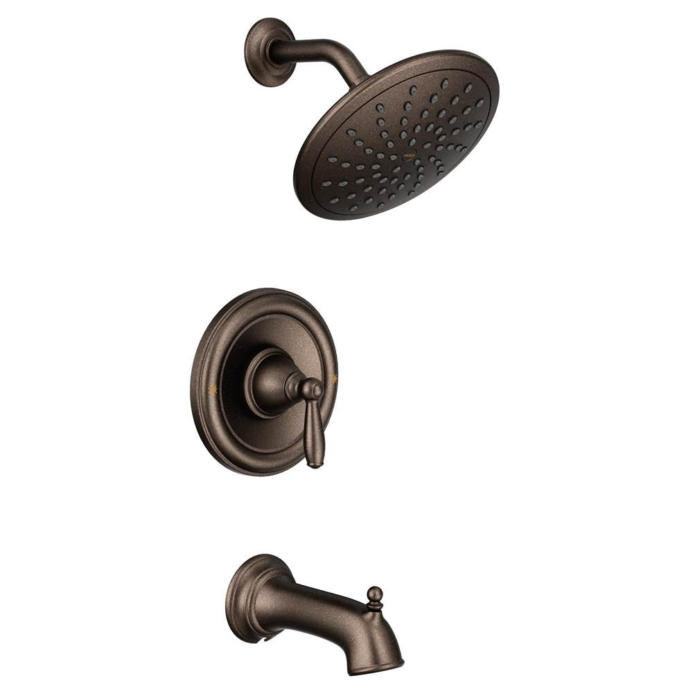 Moen - Brantford Posi-Temp Rain Shower Single-Handle Tub and Shower Faucet Trim Kit in Oil Rubbed Bronze (Valve Sold Separately) - Oil Rubbed Bronze