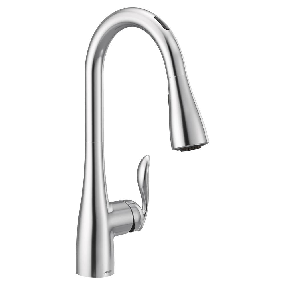 Moen - Arbor Smart Faucet Touchless Pull Down Sprayer Kitchen Faucet with Voice Control and Power Boost, Chrome - Chrome