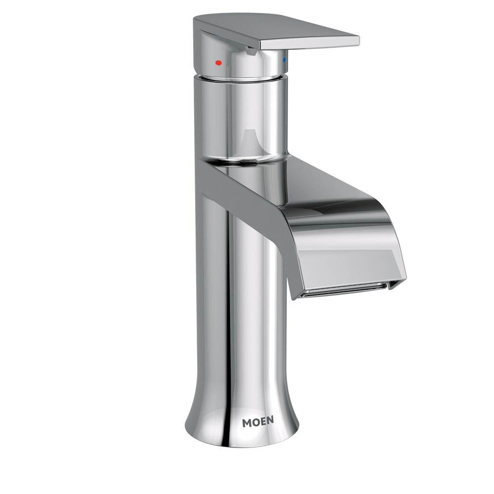 Moen - Genta LX One-Handle Single Hole Modern Bathroom Sink Faucet with Optional Deckplate, Chrome - Chrome
