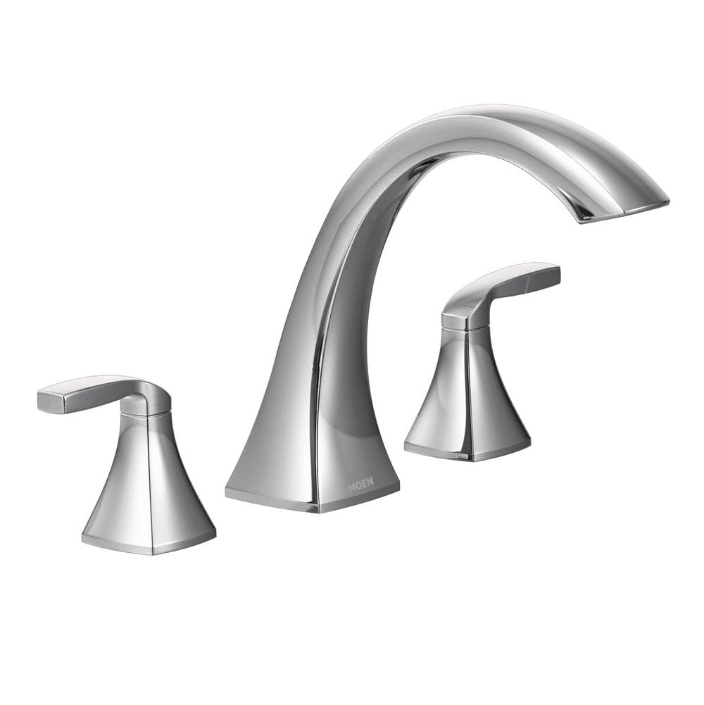 Moen - Voss 2-Handle Deck Mount Roman Tub Faucet Trim Kit, Valve Required, Chrome - Chrome