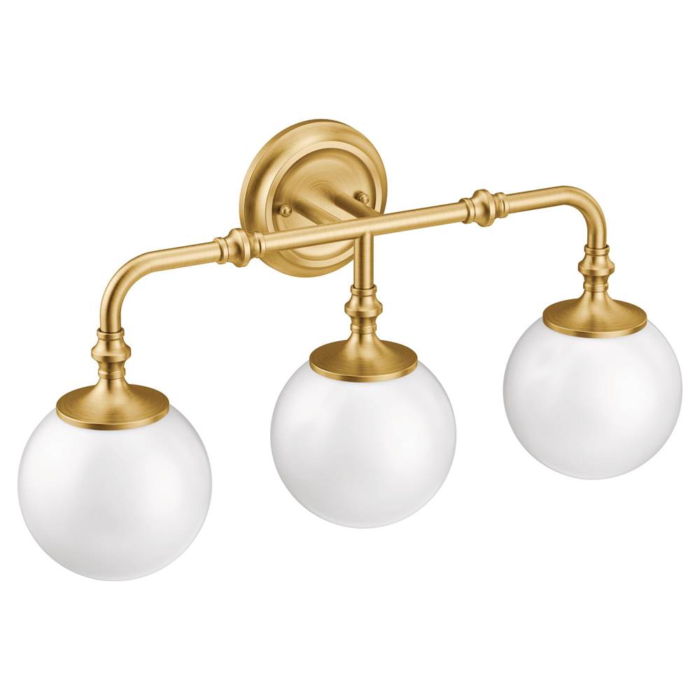 Moen - Brushed Gold Three Globe Bath Light - Brushed Gold