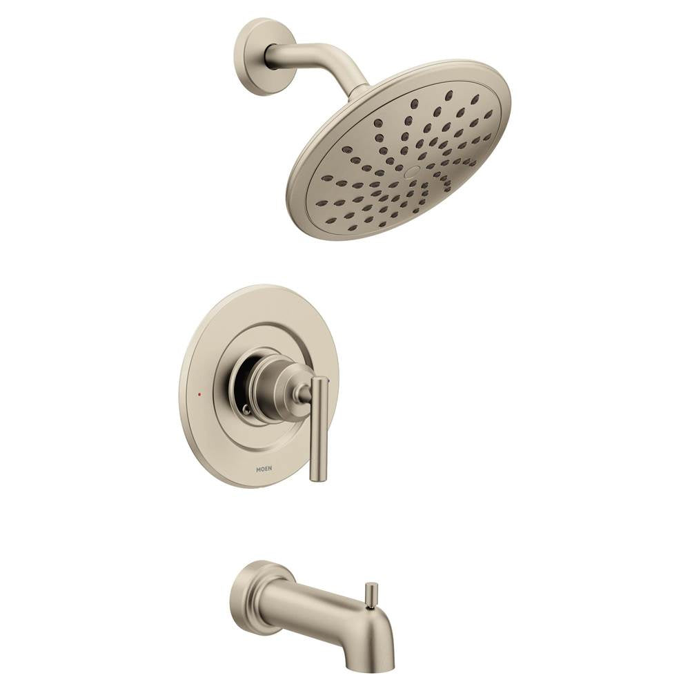 Moen - Gibson Posi-Temp Pressure Balancing Modern Tub and Shower Trim with 8-Inch Rainshower, Valve Required, Brushed Nickel - Brushed Nickel