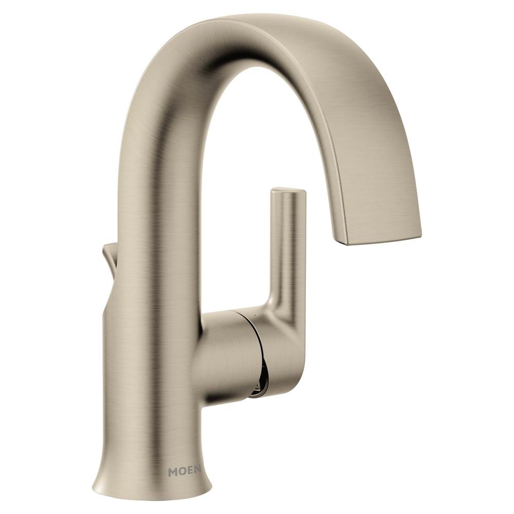 Moen - Doux One-Handle High Arc Laminar Stream Bathroom Faucet, Brushed Nickel - Brushed Nickel