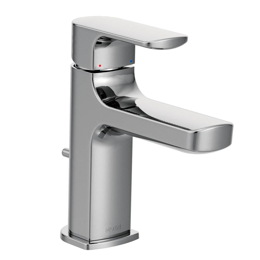 Moen - Rizon One-Handle Modern Bathroom Faucet with Drain Assembly, Chrome - Chrome