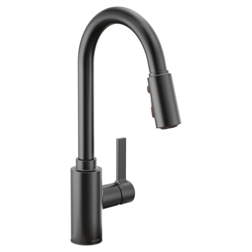 Moen - Genta LX Single-Handle Pull-Down Sprayer Modern Kitchen Faucet with Reflex and Power Boost, Matte Black - Matte Black