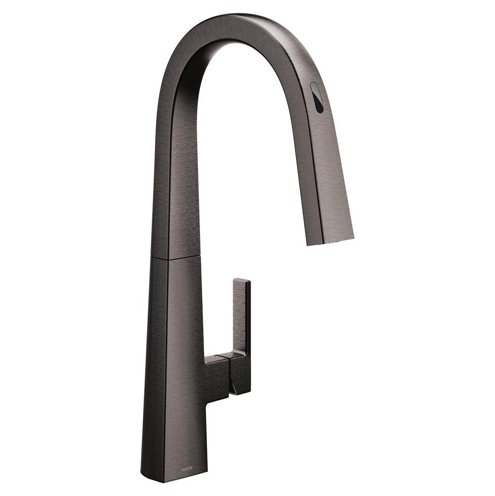 Moen - Nio Smart Faucet Touchless Pull Down Sprayer Kitchen Faucet with Voice Control and Power Boost, Black Stainless - Black Stainless