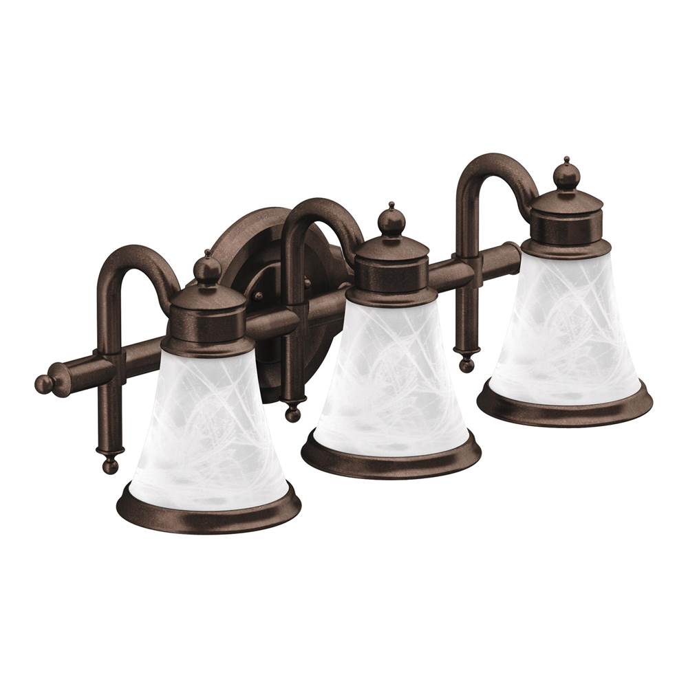 Moen - Waterhill 3-Light Dual-Mount Bath Bathroom Vanity Fixture with Frosted Glass, Oil Rubbed Bronze - Oil Rubbed Bronze
