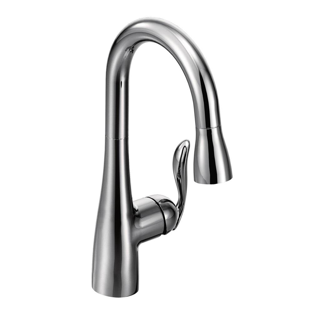 Moen - Arbor One-Handle High Arc Pulldown Single Mount Bar Faucet with Reflex, Chrome - Chrome