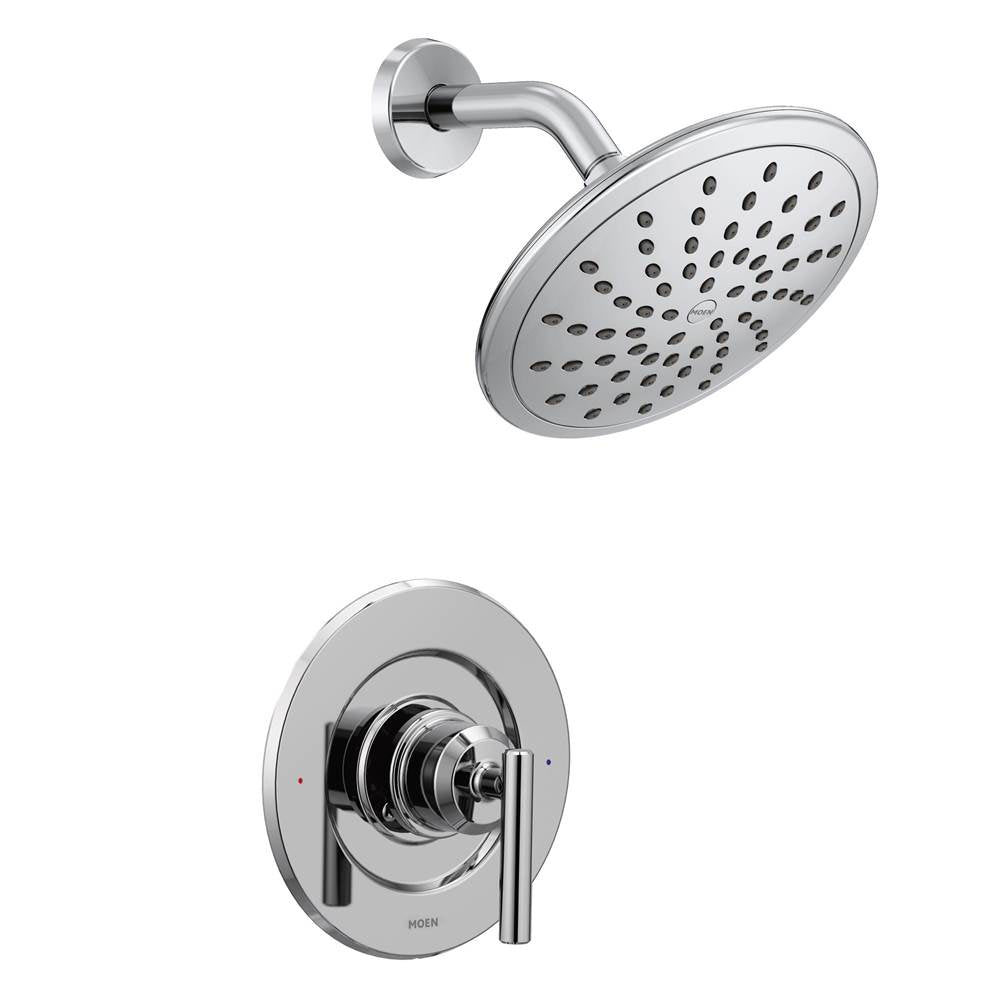 Moen - Gibson Posi-Temp Pressure Balancing Modern Shower Only Trim with 8-Inch Rainshower, Valve Required, Chrome - Chrome