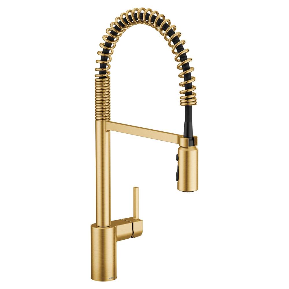 Moen - Moen 5923SRS Align One Handle Pre-Rinse Spring Pulldown Kitchen Faucet with Power Boost, Brushed Gold - Brushed Gold