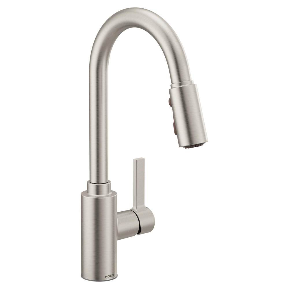 Moen - Genta LX Single-Handle Pull-Down Sprayer Modern Kitchen Faucet with Reflex and Power Boost, Spot Resist Stainless - Spot Resist Stainless