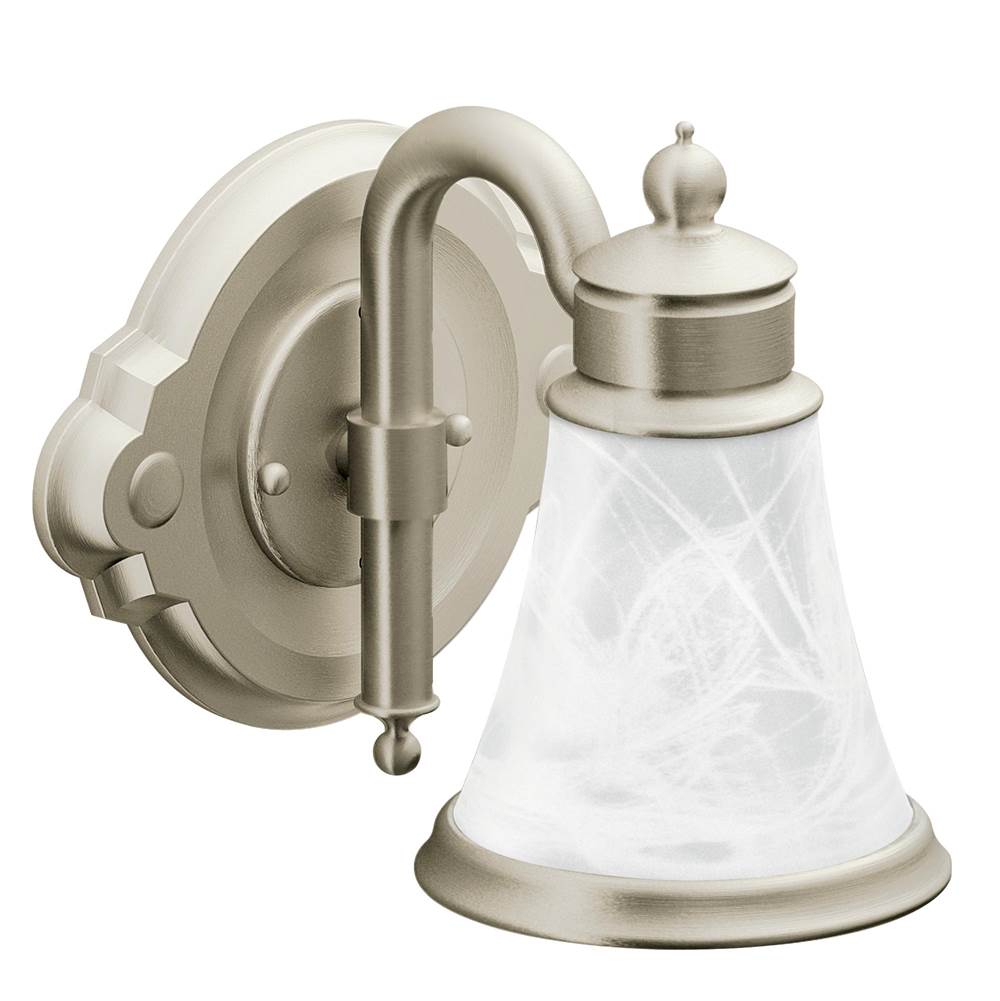 Moen - Waterhill 1-Light Dual-Mount Bath Bathroom Vanity Fixture with Frosted Glass, Brushed Nickel - Brushed Nickel