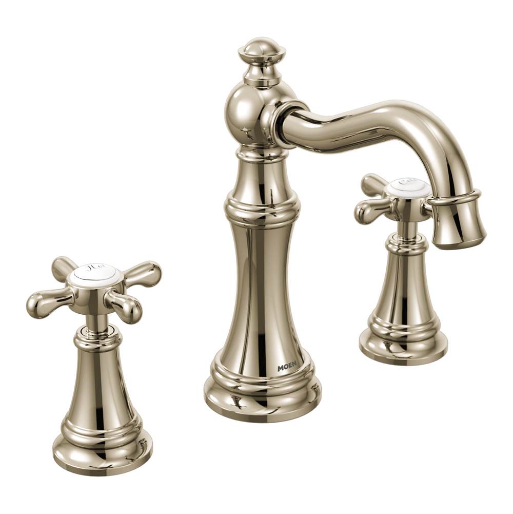 Moen - Weymouth 8 in. Widespread 2-Handle High-Arc Bathroom Faucet Trim Kit in Nickel (Valve Sold Separately) - Polished Nickel