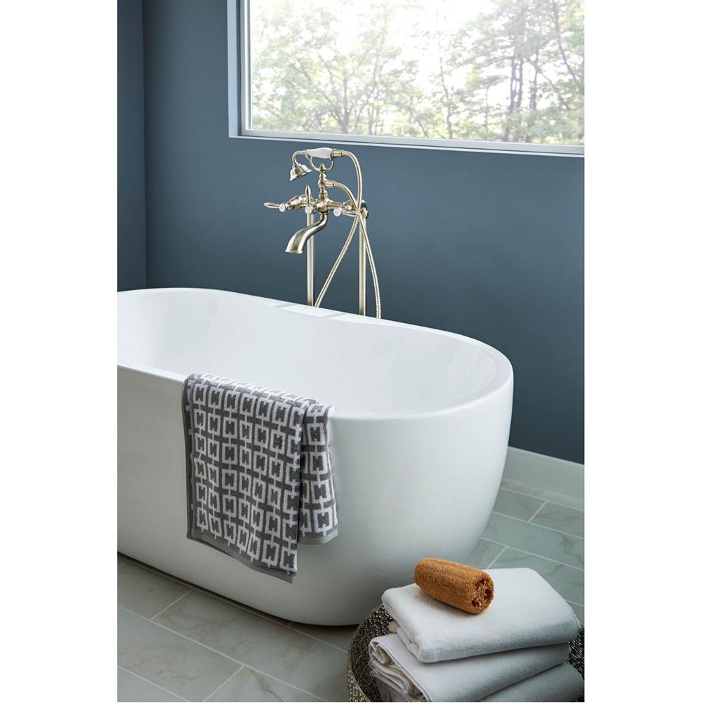 Weymouth Two Handle Tub Filler with Lever-Handles and Handshower, Chrome