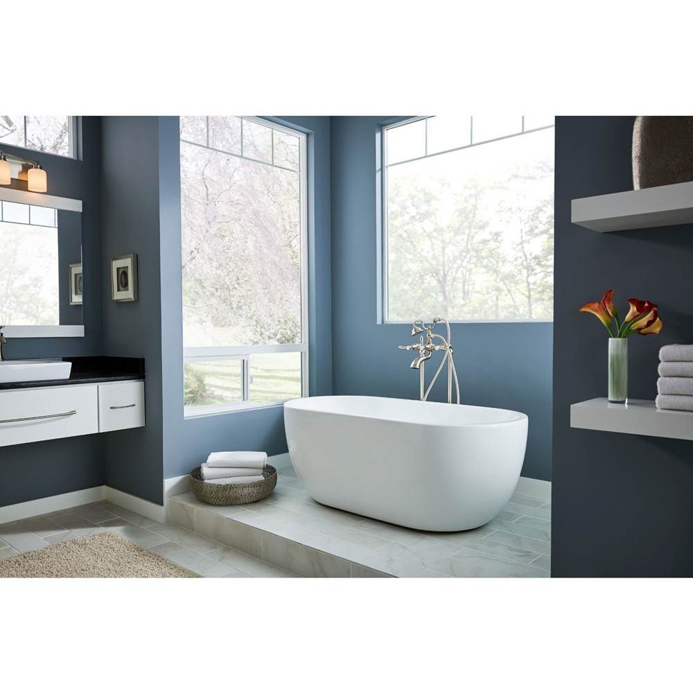 Weymouth Two Handle Tub Filler with Lever-Handles and Handshower, Chrome