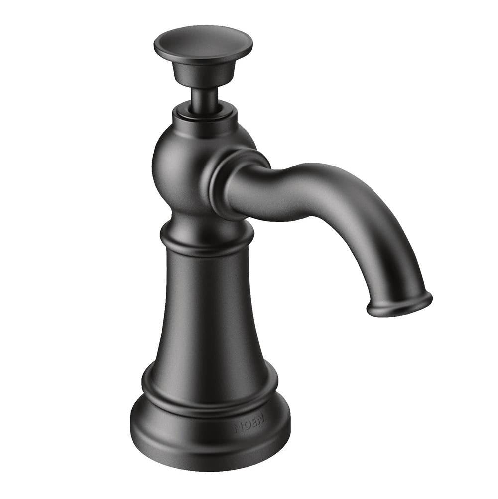 Traditional Deck Mounted Kitchen Soap Dispenser with Above the Sink Refillable Bottle, Brushed Gold