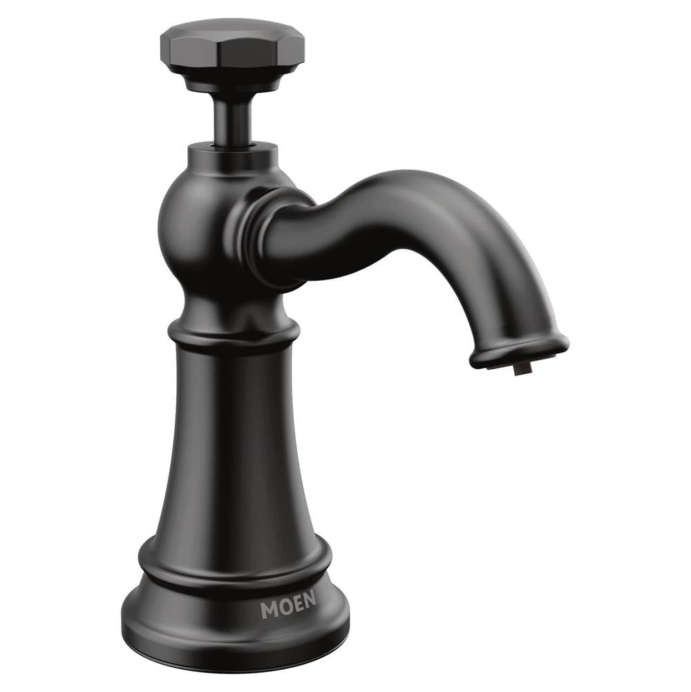 Paterson Deck Mounted Kitchen Soap Dispenser with Above the Sink Refillable Bottle, Matte Black