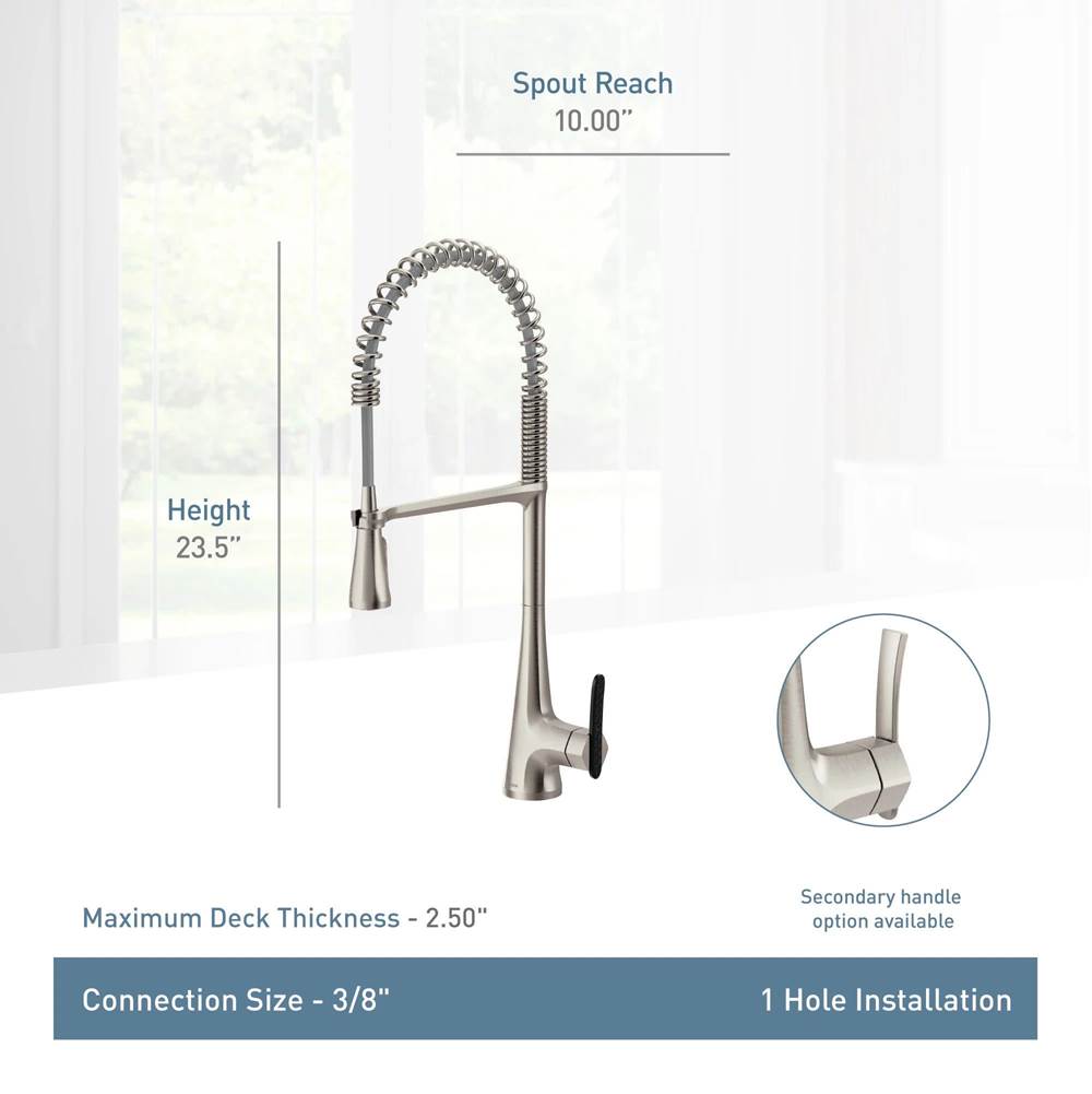 Sinema Single-Handle Pull-Down Sprayer Kitchen Faucet with Power Clean and Spring Spout in Chrome