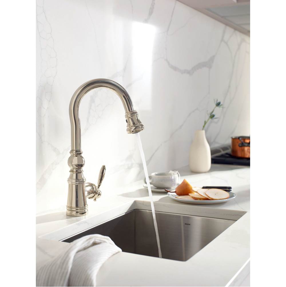Weymouth Shepherd''s Hook Pulldown Kitchen Bar Faucet Featuring Metal Wand with Power Clean, Chrome