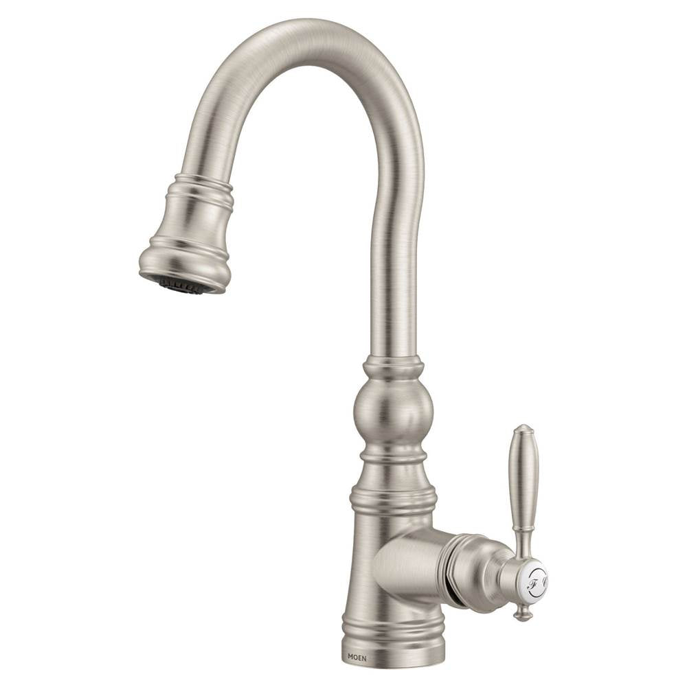 Weymouth Shepherd''s Hook Pulldown Kitchen Bar Faucet Featuring Metal Wand with Power Clean, Chrome