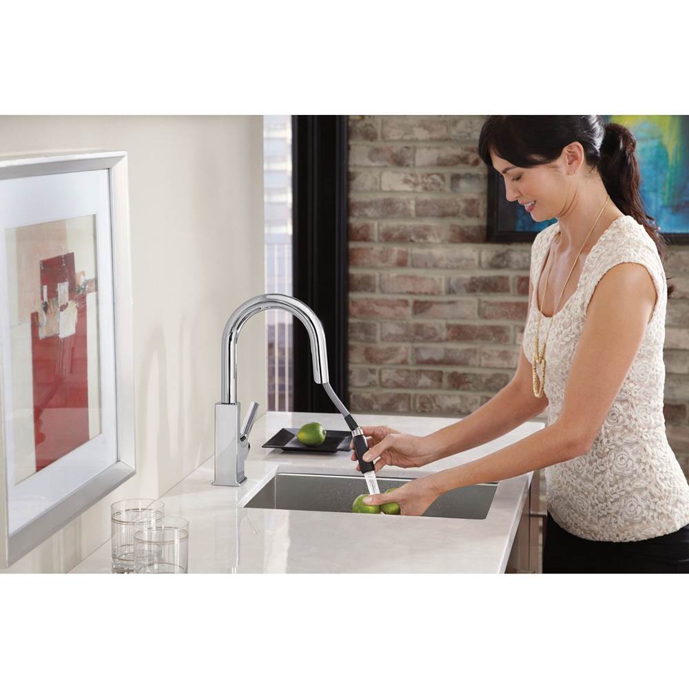 STO One-Handle High Arc Pulldown Modern Bar Faucet with Power Clean, Chrome