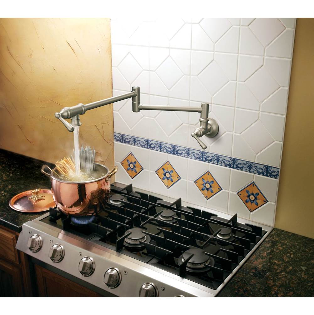 Traditional Wall Mount Swing Arm Folding Pot Filler Kitchen Faucet, Chrome
