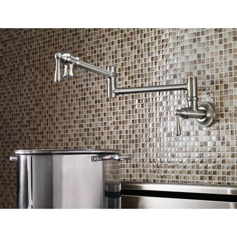 Traditional Wall Mount Swing Arm Folding Pot Filler Kitchen Faucet, Chrome
