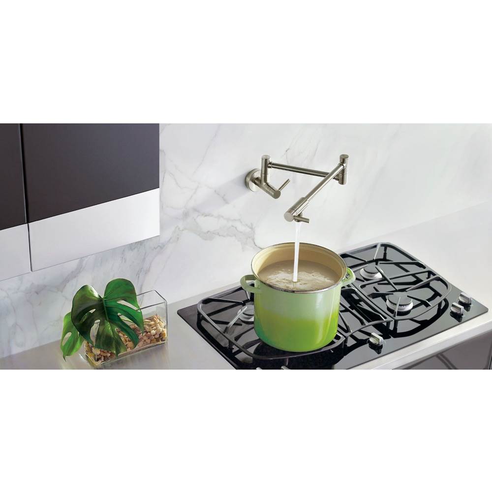 Modern Wall Mount Swing Arm Folding Pot Filler Kitchen Faucet, Chrome