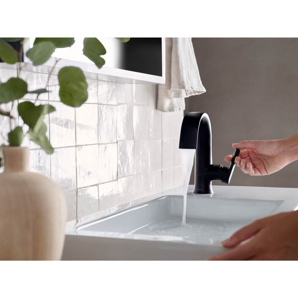 Doux Collection One-Handle High Arc Laminar Stream Bathroom Faucet, Chrome