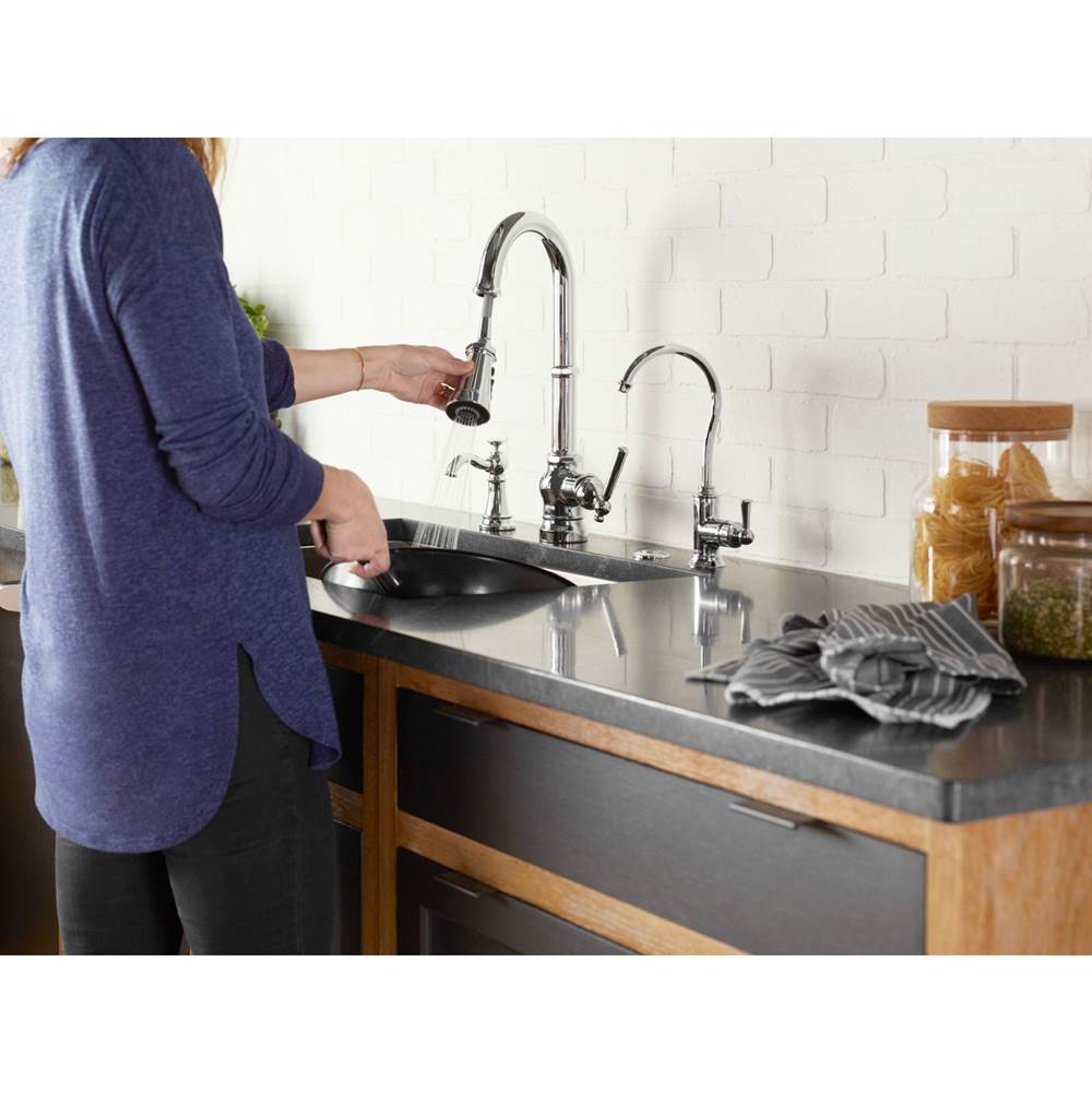 Paterson One-Handle Pull-down Kitchen Faucet with Power Boost, Includes Interchangeable Handle, Chrome