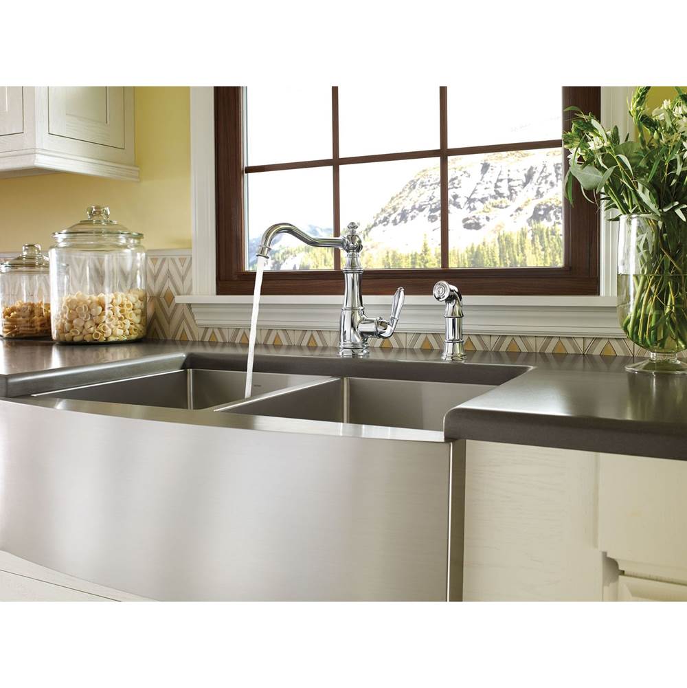 1800 Series Stainless Steel Apron Front Farmhouse 18 Gauge Double Bowl Sink, Stainless
