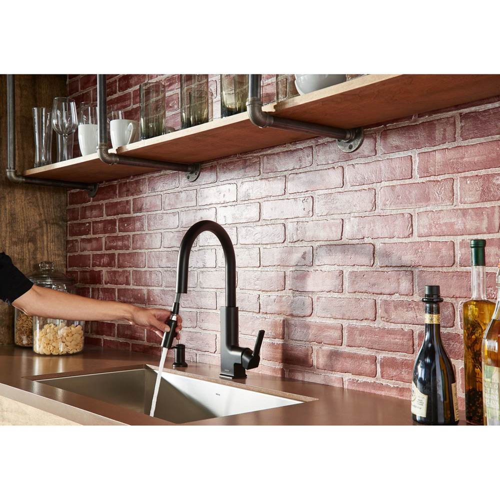 Deck Mounted Kitchen Soap Dispenser with Above the Sink Refillable Bottle, Chrome