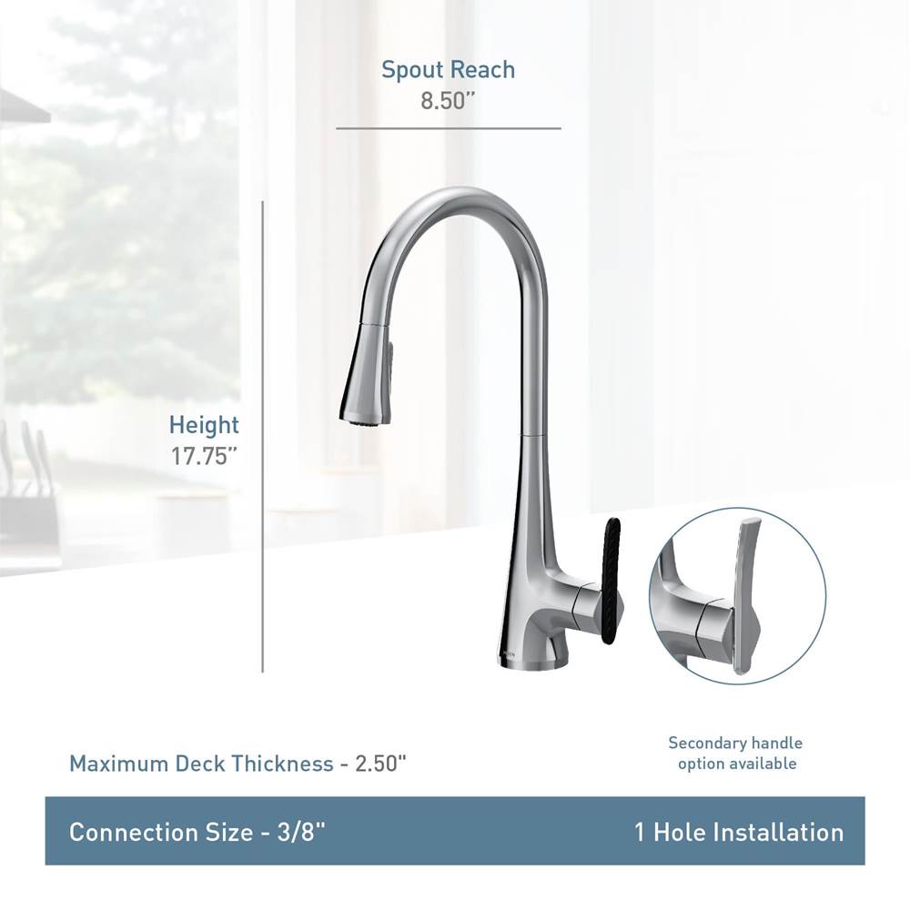 Sinema Single-Handle Pull-Down Sprayer Kitchen Faucet with Power Clean and 2 Handle Options in Chrome
