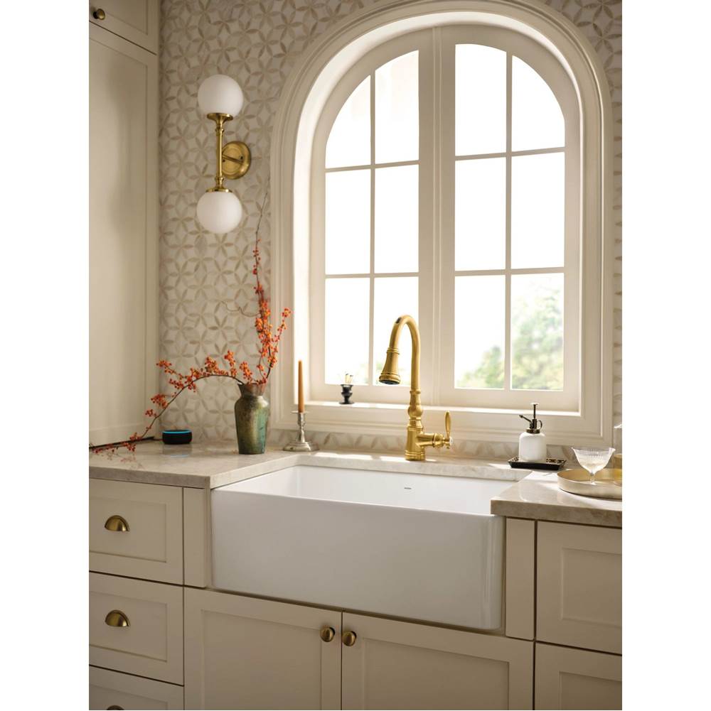White Fireclay 33 in. Single Bowl Farmhouse Apron Front Kitchen Sink