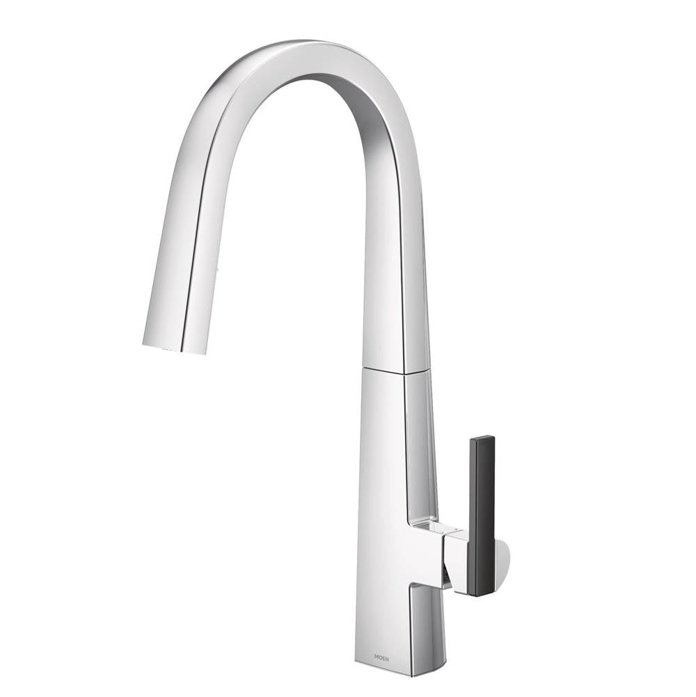 Moen S Nio One-Handle Pull-down Kitchen Faucet with Power Clean, Includes Secondary Finish Handle Option, Chrome