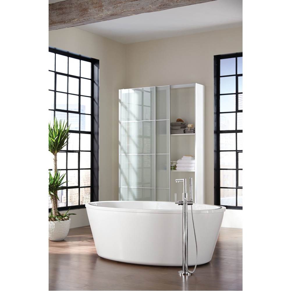 Arris One-Handle Modern Freestanding Floor Mount Tub Filler with Handshower, Chrome