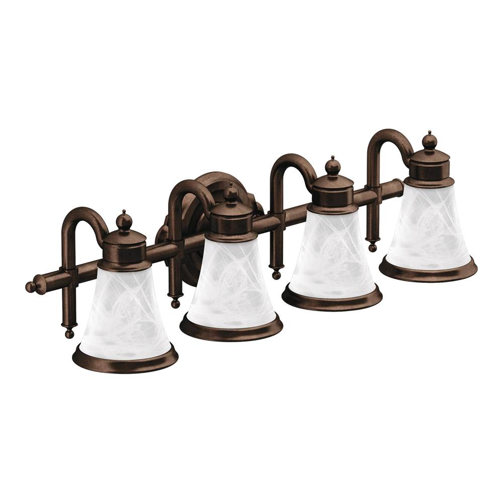 Moen - Waterhill 4-Light Dual-Mount Bath Bathroom Vanity Fixture with Frosted Glass, Oil Rubbed Bronze - Oil Rubbed Bronze