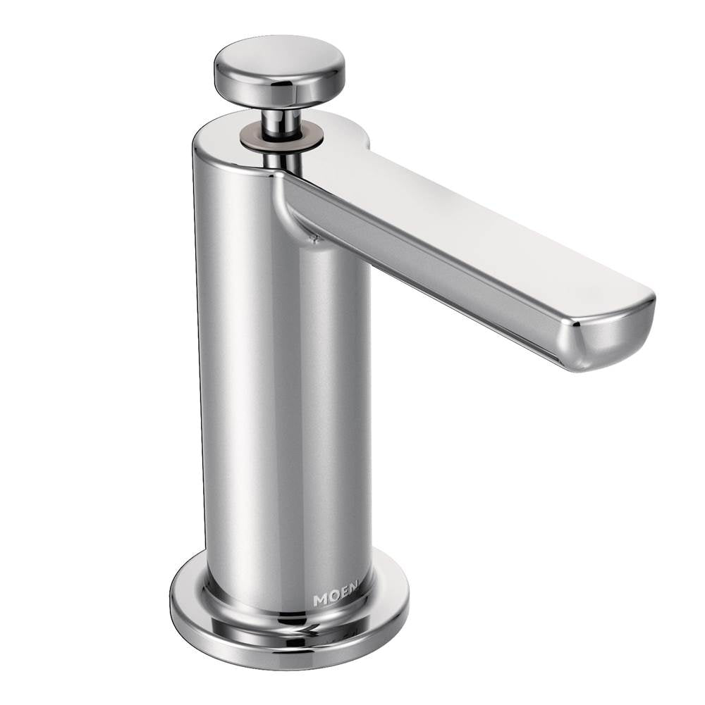 Moen - Modern Deck Mounted Kitchen Soap Dispenser with Above the Sink Refillable Bottle, Chrome - Chrome