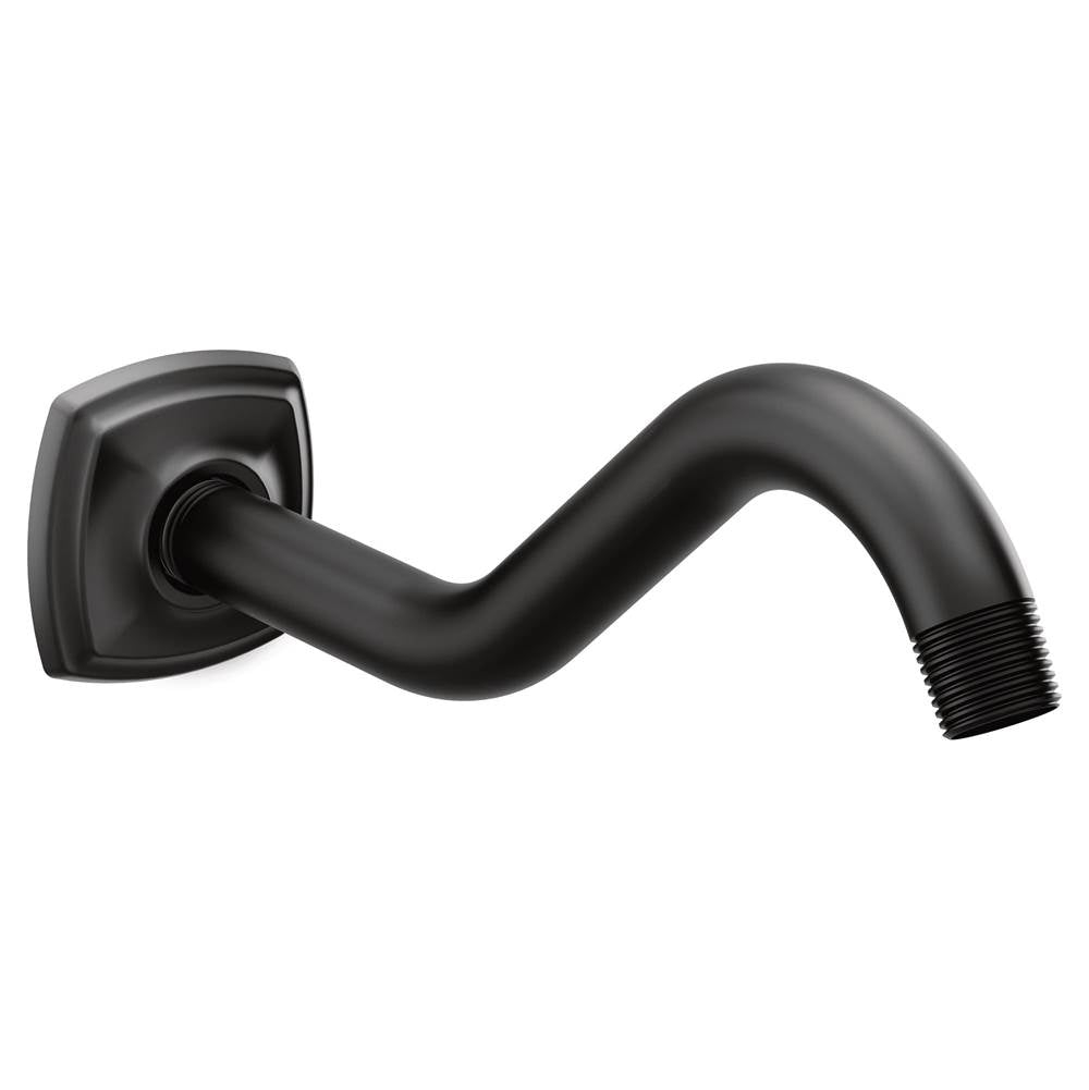 Moen - Curved Shower Arm with Wall Flange, Matte Black - Matte Black