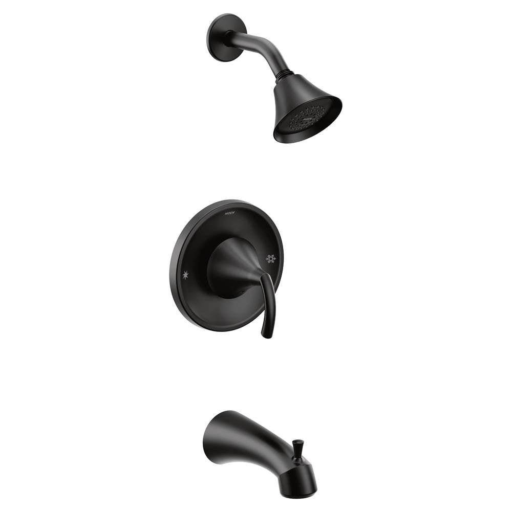 Moen - Glyde 1-Spray Single-Handle Eco-Performance Posi-Temp Tub and Shower Faucet Trim Kit in Matte Black (Valve Sold Separately) - Matte Black
