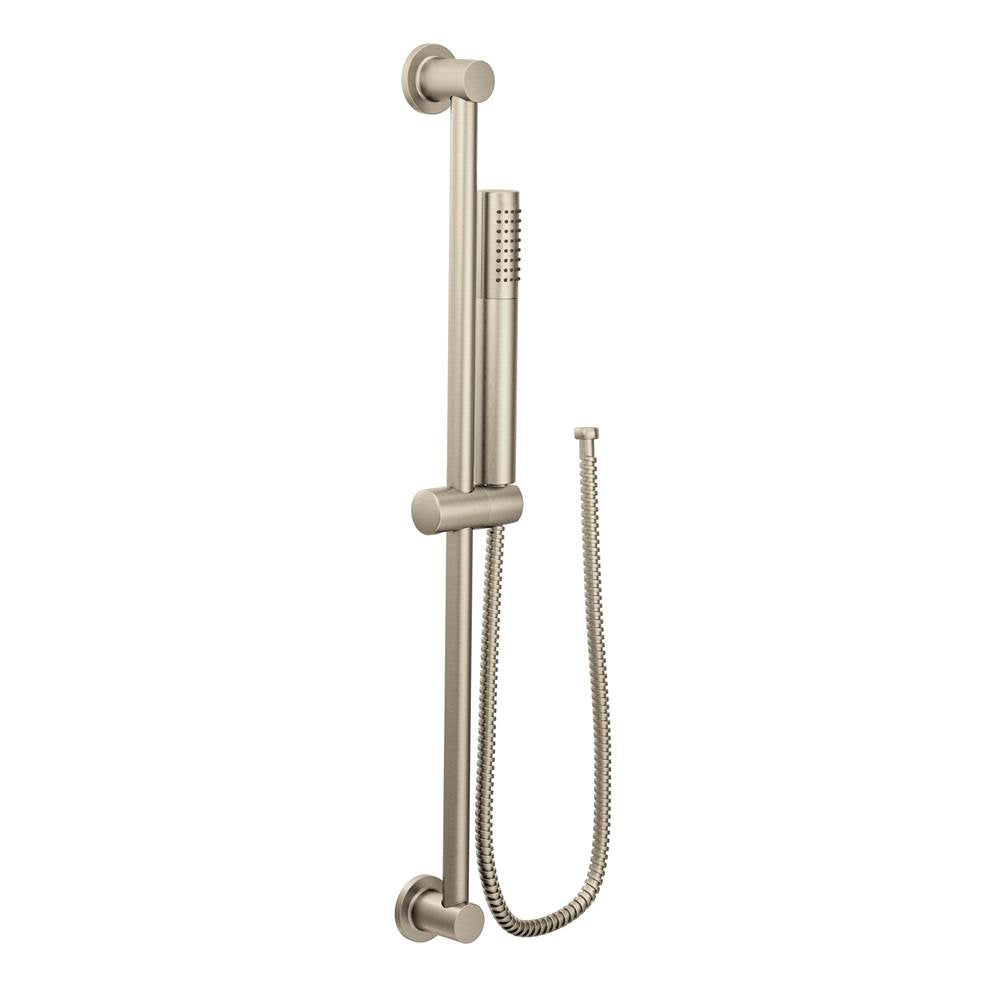 Moen - Modern Eco-Performance Handshower Handheld Shower with 30-Inch Slide Bar and 69-Inch Metal Hose, Brushed Nickel - Brushed Nickel