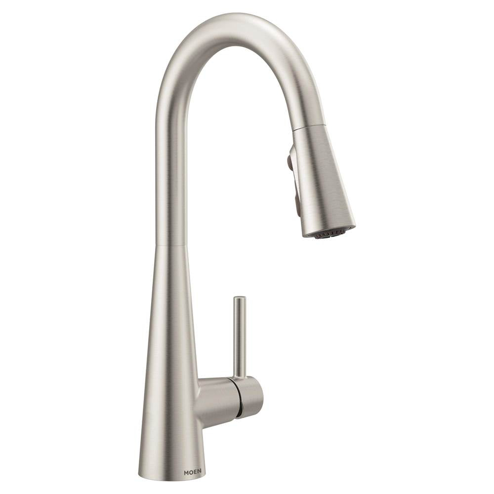 Moen - Sleek One-Handle High Arc Pulldown Kitchen Faucet Featuring Power Boost, Spot Resist Stainless - Spot Resist Stainless